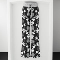 Halloween Skull Pattern Women's High-waisted Wide Leg Pants