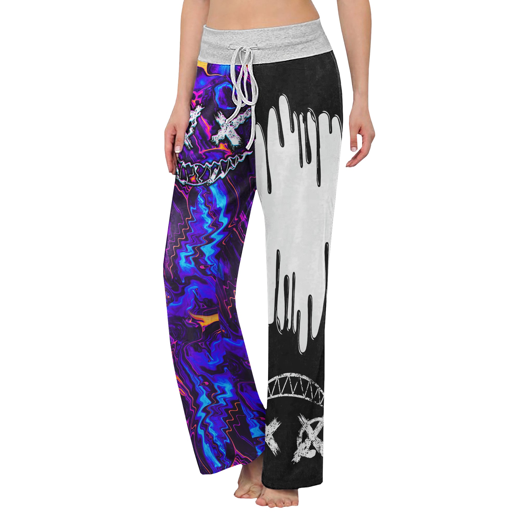 Psycho Melting Psychedelic Women's High-waisted Wide Leg Pants | Wonder Skull