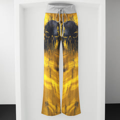 Golden Skull Grunge Art Women's High-waisted Wide Leg Pants
