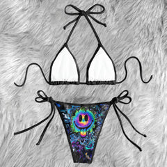 Cosmic Melt Smiley Art Micro Triangle Bikini Swimsuit