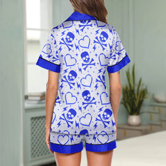 Chic and stylish women's pajama set with unique design prints and statement sleeves, Soft and luxurious fabrics make this pajama set perfect for bedtime or lounging at home.