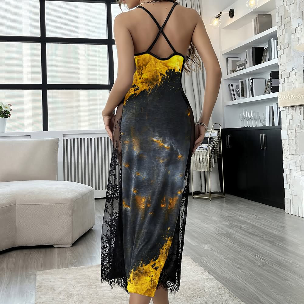 Yellow Paint Skull Art Women's Lace Cami Sleepwear | Gothic, Punkrock, Lingerie for Women