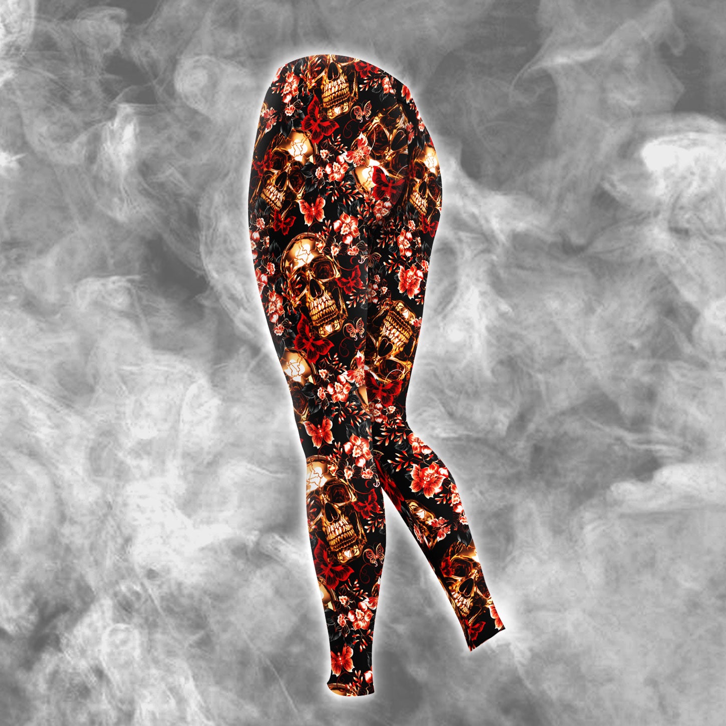 Skull Gold Abstract Art Combo Hoodie and Leggings - Dark and edgy matching set with skull designs for a unique and stylish look.