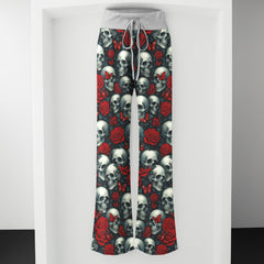 Skull Rose Gothic Seamless Women's High-waisted Wide Leg Pants