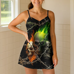 Dark Evil Skulls Short Cami Dress