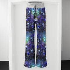 Purple Galaxy Skull Women's High-waisted Wide Leg Pants