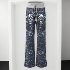 Dark Skull Rose Art Women's High-waisted Wide Leg Pants