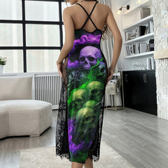 Neon Skull Smoke Art Women's Lace Cami Sleepwear
