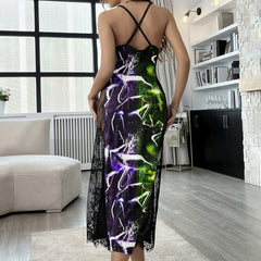 Neon Graffiti Skull Art Women's Lace Cami Sleepwear