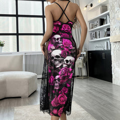 Violet Skull Rose Art Women's Lace Cami Sleepwear