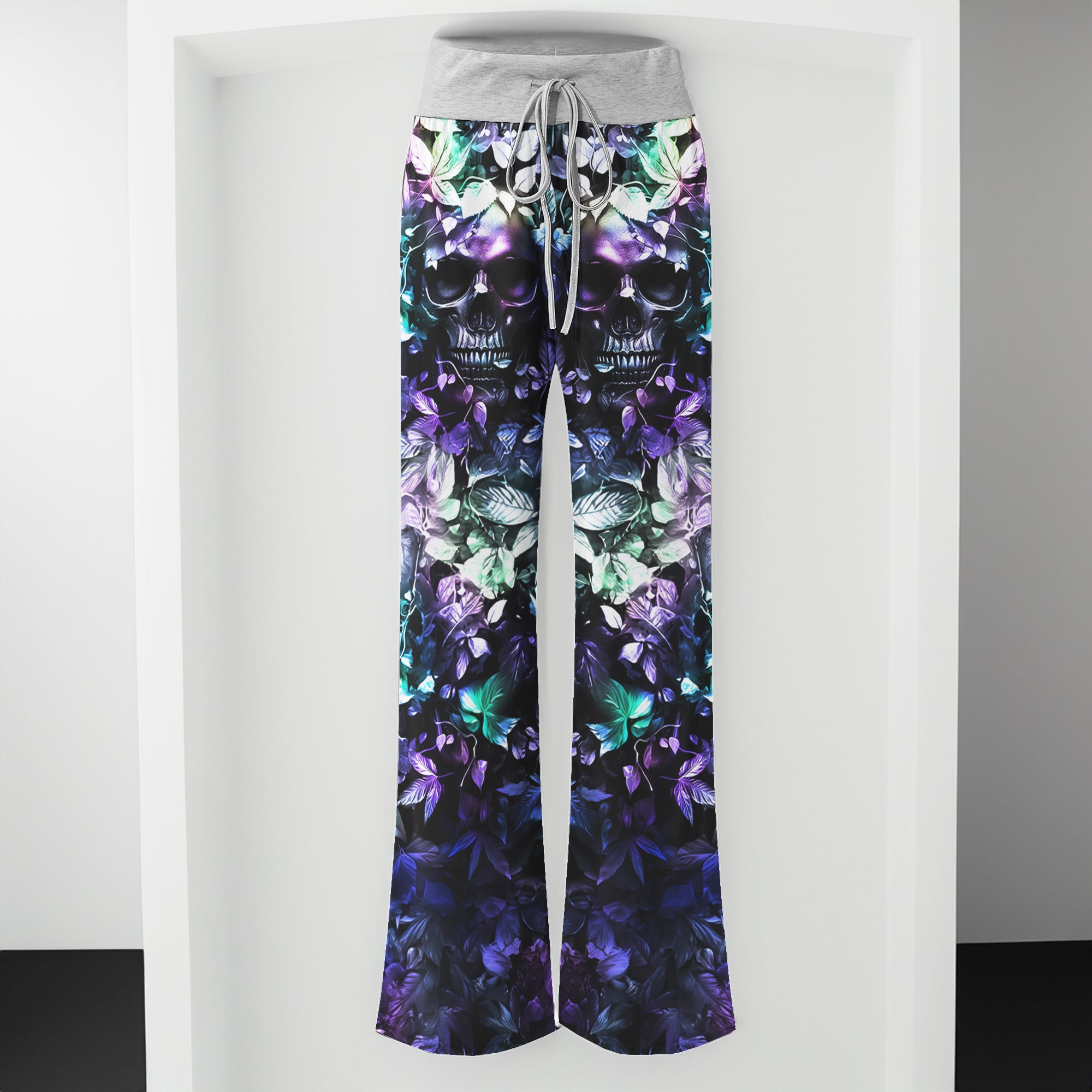 Abstract Skull Leaf Women's High-waisted Wide Leg Pants | Wonder Skull