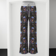 Galaxy Black Skull Pattern Women's High-waisted Wide Leg Pants | Wonder Skull