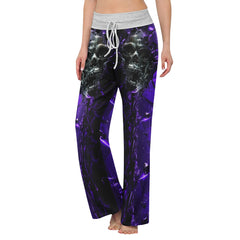 Purple Skull Broken Mirror Women's High-waisted Wide Leg Pants | Wonder Skull