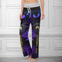 Purple Night Moon Women's High-waisted Wide Leg Pants