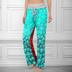 Red Velvet Skull Parade Women's High-waisted Wide Leg Pants