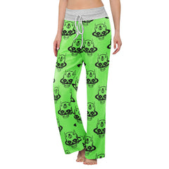 Green Baby Devil Art Women's High-waisted Wide Leg Pants | Wonder Skull