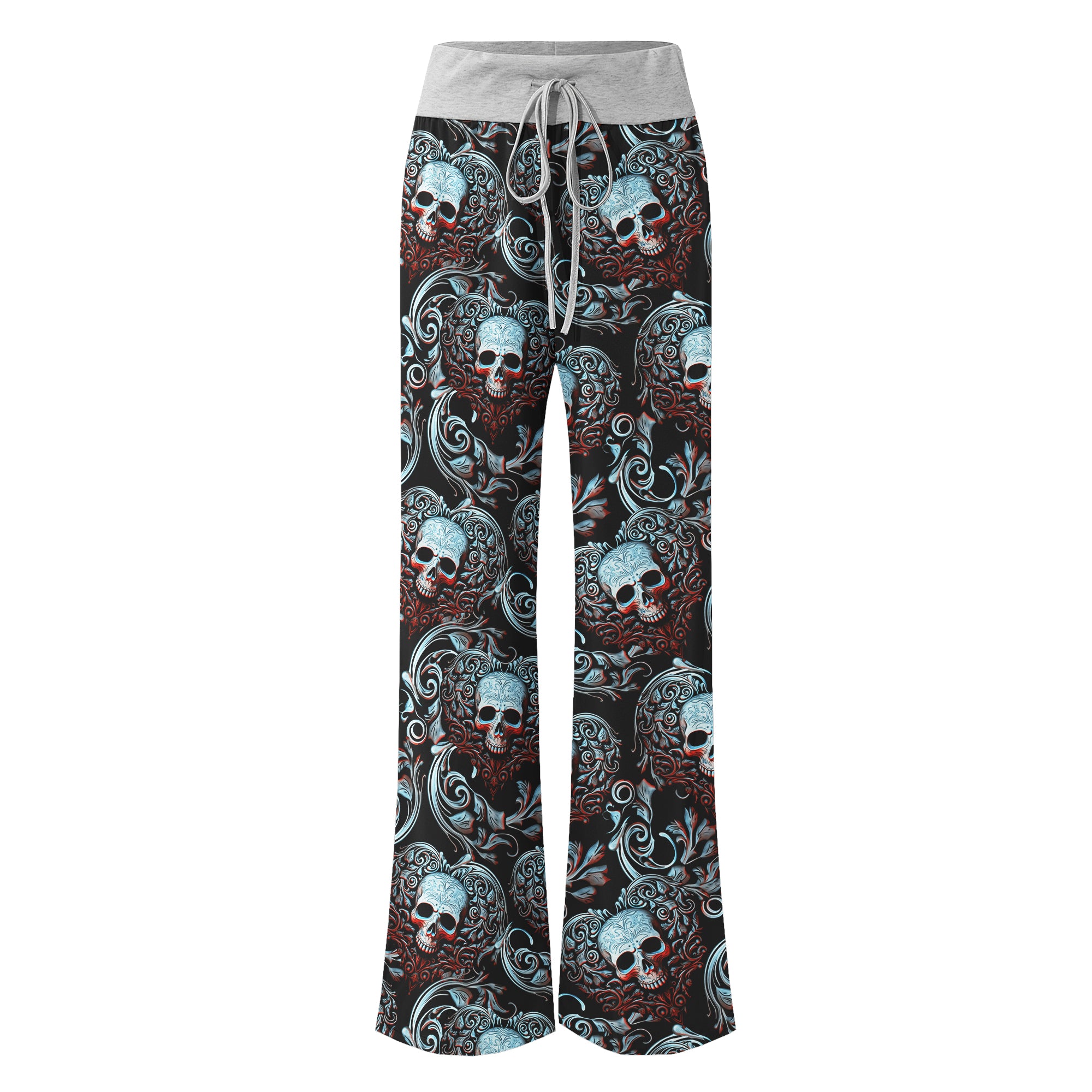 Skull Ornament Gothic Women's High-waisted Wide Leg Pants | Wonder Skull