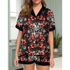 Chic and stylish women's pajama set with unique design prints and statement sleeves, Soft and luxurious fabrics make this pajama set perfect for bedtime or lounging at home.