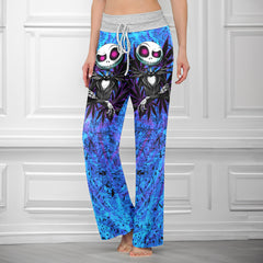 Blue Abstract Skeleton Women's High-waisted Wide Leg Pants