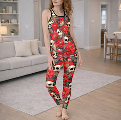 Dark Botanical Skull Art Tanktop and Legging