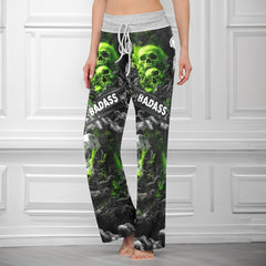 Skull Hell Smoke Women's High-waisted Wide Leg Pants