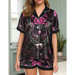 Chic and stylish women's pajama set with unique design prints and statement sleeves, Soft and luxurious fabrics make this pajama set perfect for bedtime or lounging at home.