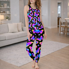 Neon Holographic Butterfly Wave Tanktop and Legging