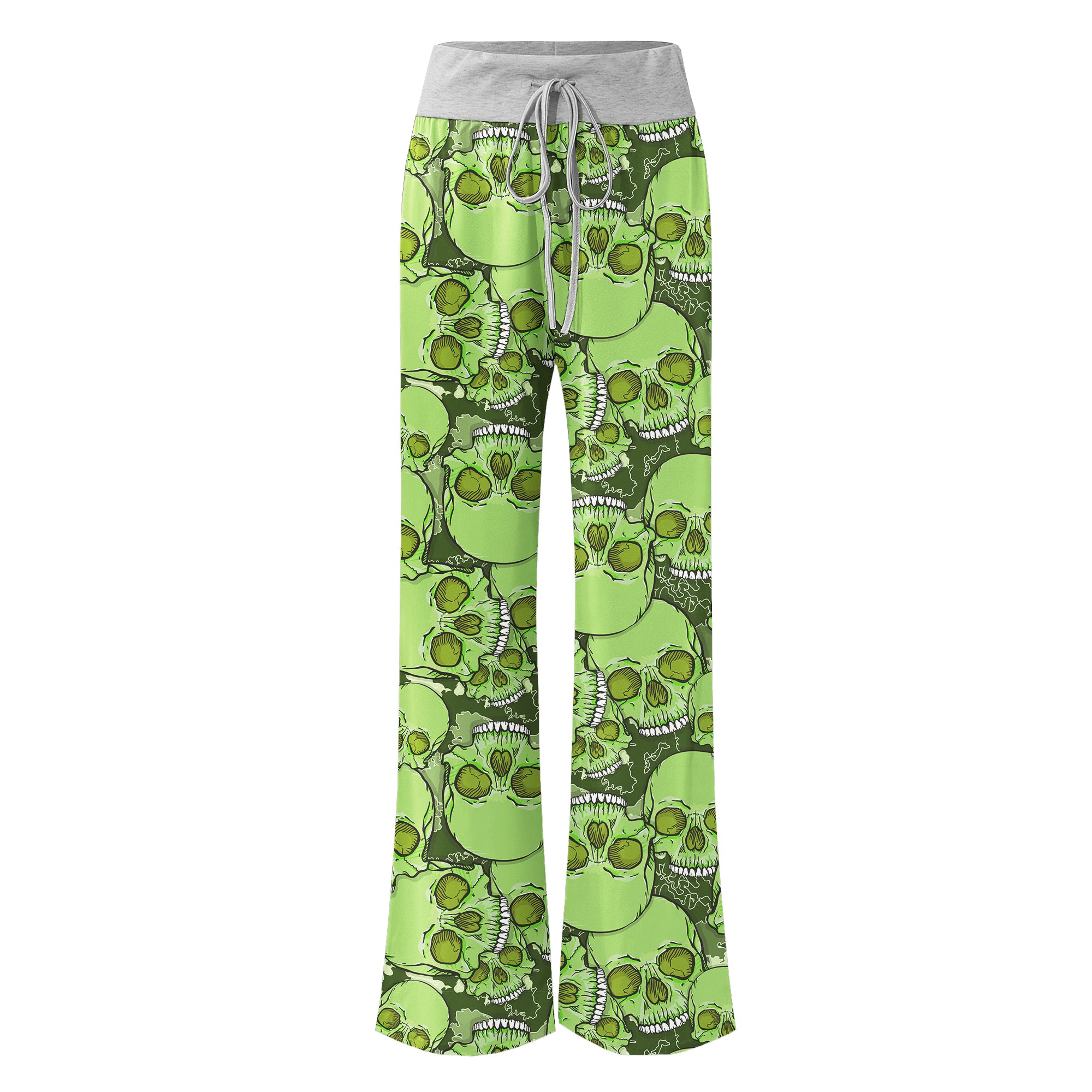 Green Baby Skull Women's High-waisted Wide Leg Pants | Wonder Skull