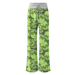 Green Baby Skull Women's High-waisted Wide Leg Pants | Wonder Skull