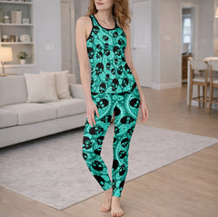 Cyan Paisley Skull Dream Tanktop and Legging