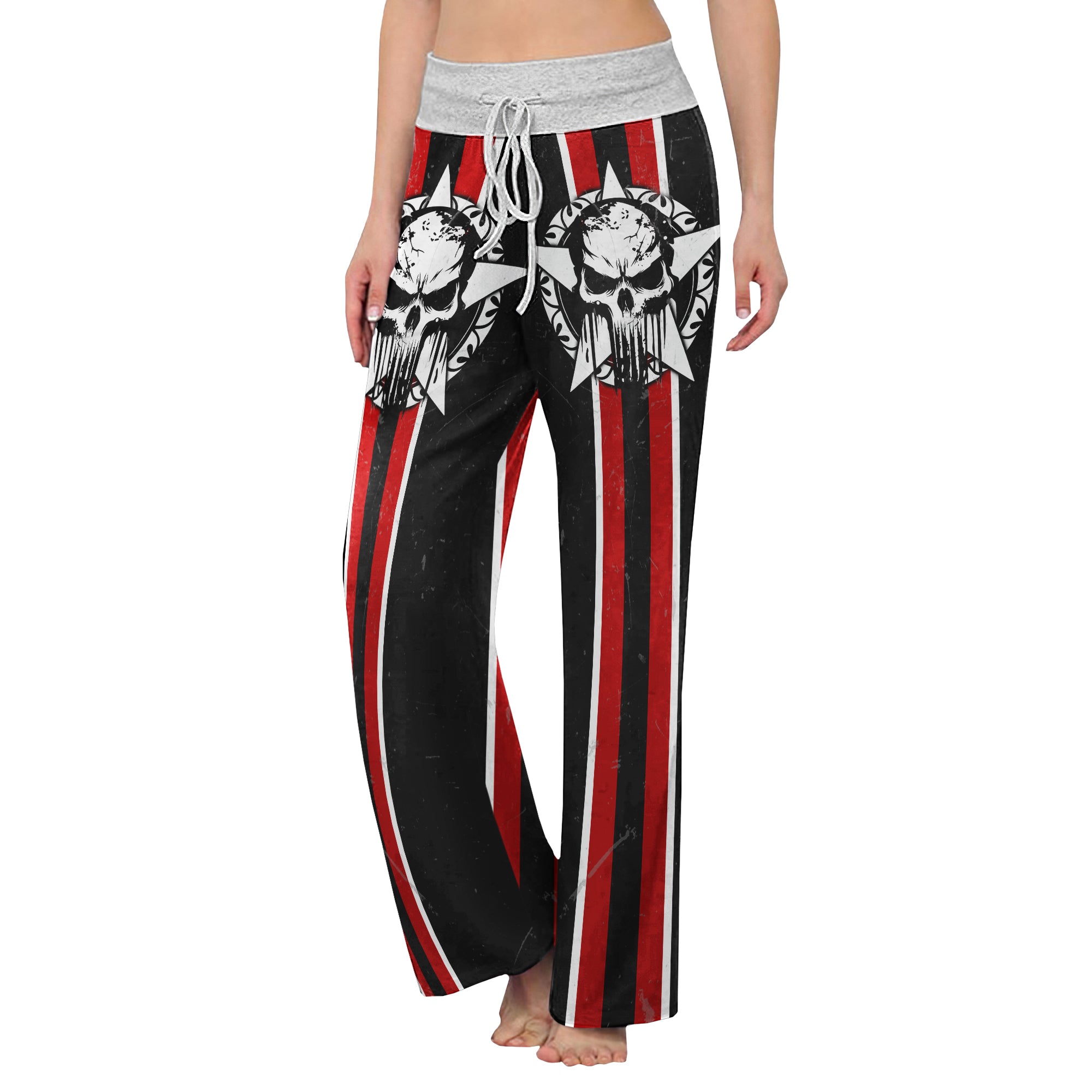 Skull Gocthic Art Women's High-waisted Wide Leg Pants | Wonder Skull