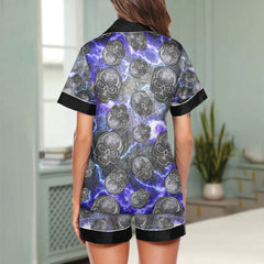 Chic and stylish women's pajama set with unique design prints and statement sleeves, Soft and luxurious fabrics make this pajama set perfect for bedtime or lounging at home.