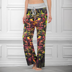 Skull Inferno Bloom Women's High-waisted Wide Leg Pants