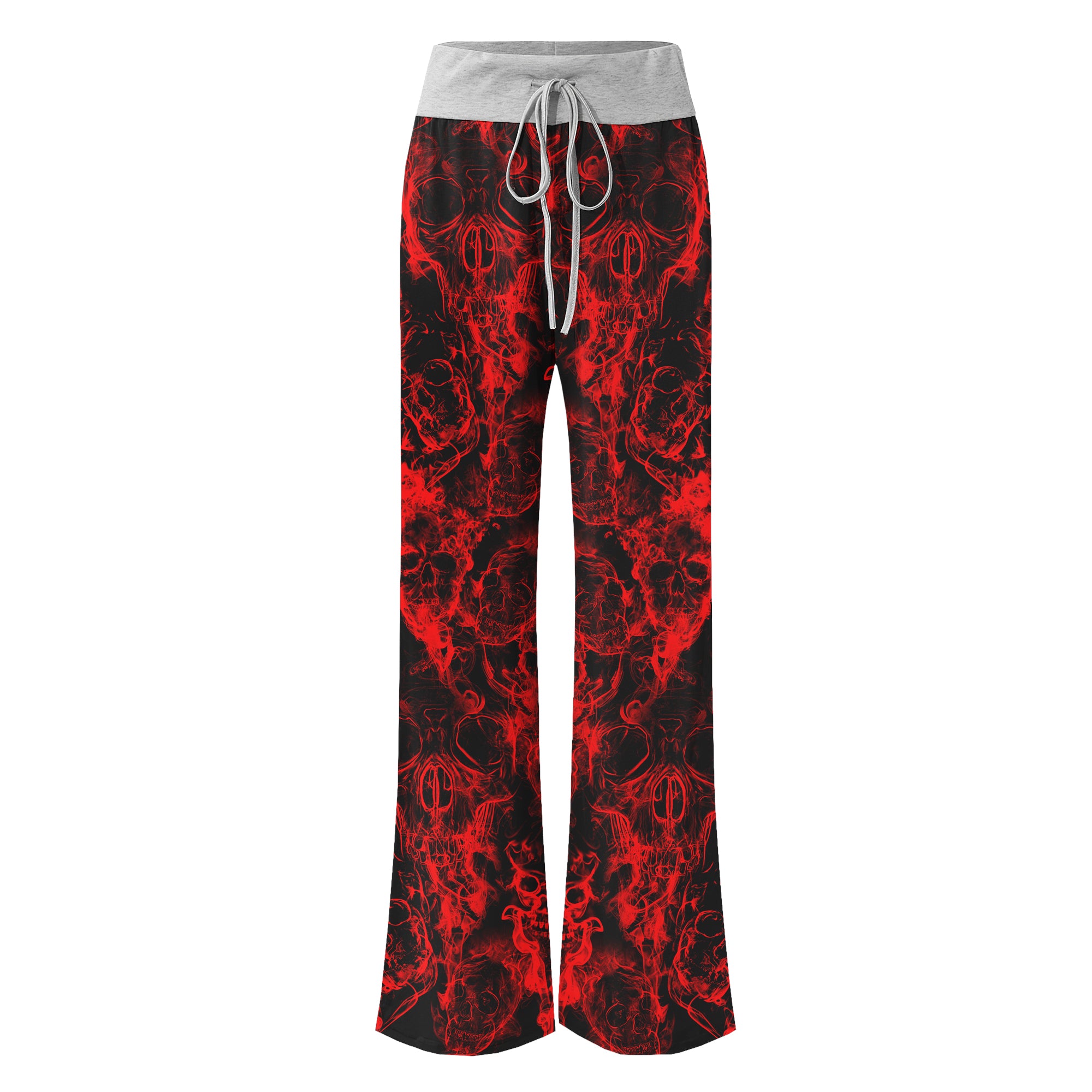 Red Skull Smoke Women's High-waisted Wide Leg Pants | Wonder Skull