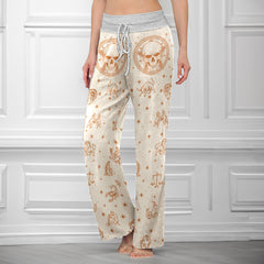 Celestial Zodiac Skull Art Women's High-waisted Wide Leg Pants