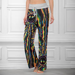 Rainbow Melt Face Women's High-waisted Wide Leg Pants