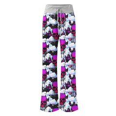 Purple Skull Cloud Women's High-waisted Wide Leg Pants | Wonder Skull
