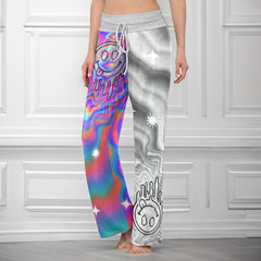 Holographic Melt Face Women's High-waisted Wide Leg Pants