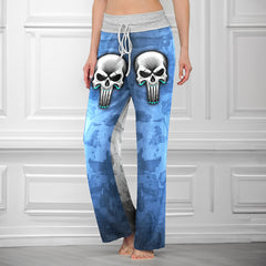 Cyber Skull Grunge Art Women's High-waisted Wide Leg Pants