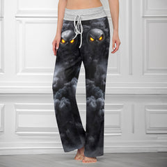 Shadow Grin Skull Women's High-waisted Wide Leg Pants