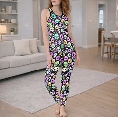 Pastel Punk Skulls Pattern Tanktop and Leggings