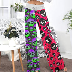 Comic Electric Skull Pattern Women's High-waisted Wide Leg Pants
