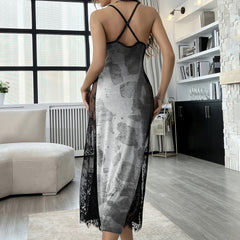 Blue Abstract Skull Art Women's Lace Cami Sleepwear