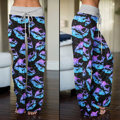 Gradient Twinkle Lip Skull Women's High-waisted Wide Leg Pants | Wonder Skull