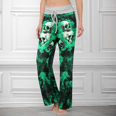 Green Soul Skull Women's High-waisted Wide Leg Pants