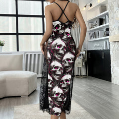 Skull Pink Eye Pattern Women's Lace Cami Sleepwear