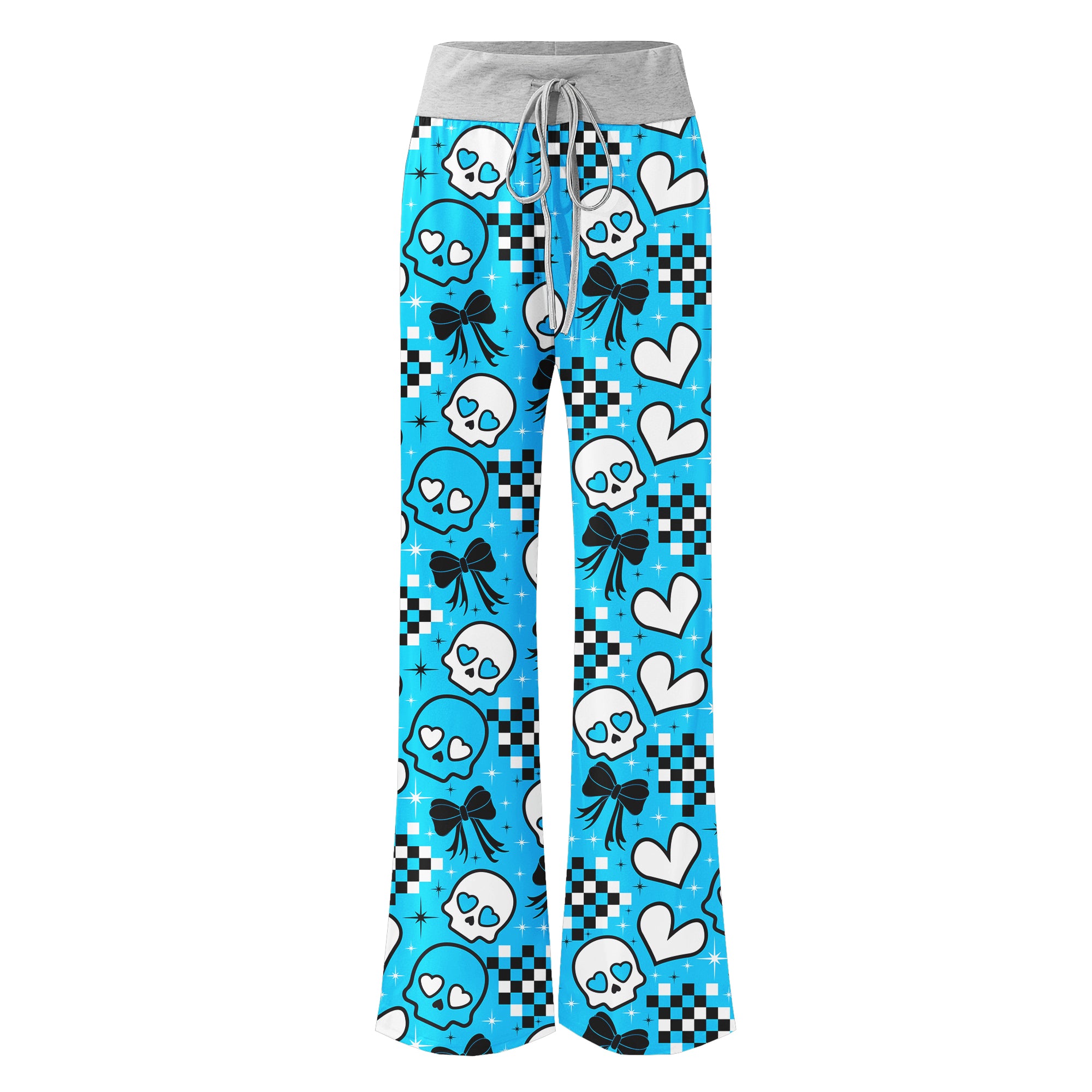 Blue Skull Love Women's High-waisted Wide Leg Pants | Wonder Skull