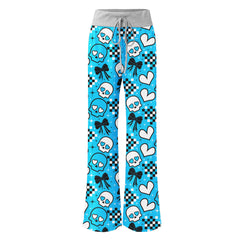 Blue Skull Love Women's High-waisted Wide Leg Pants | Wonder Skull