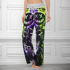 Green Purple Emo Art Women's High-waisted Wide Leg Pants