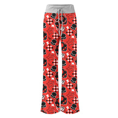 Red Skull Theme Women's High-waisted Wide Leg Pants | Wonder Skull
